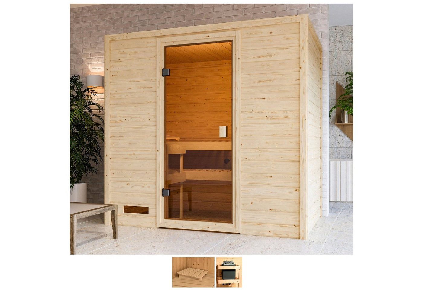 welltime Sauna Sunie, BxTxH: 195 x 145 x 187 cm, 38 mm, ohne Ofen von welltime