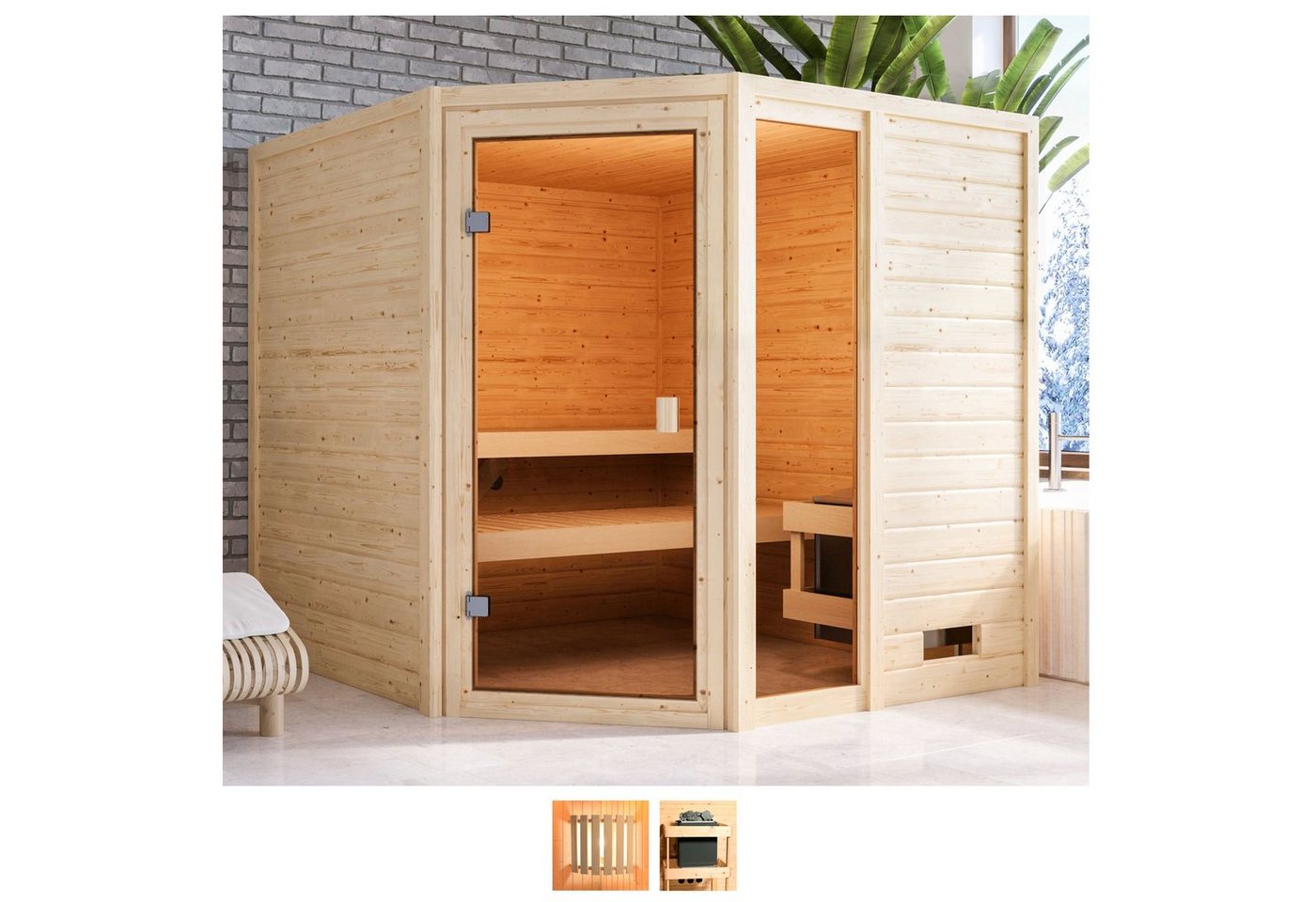 welltime Sauna Tally, BxTxH: 196 x 196 x 187 cm, 38 mm, ohne Ofen von welltime