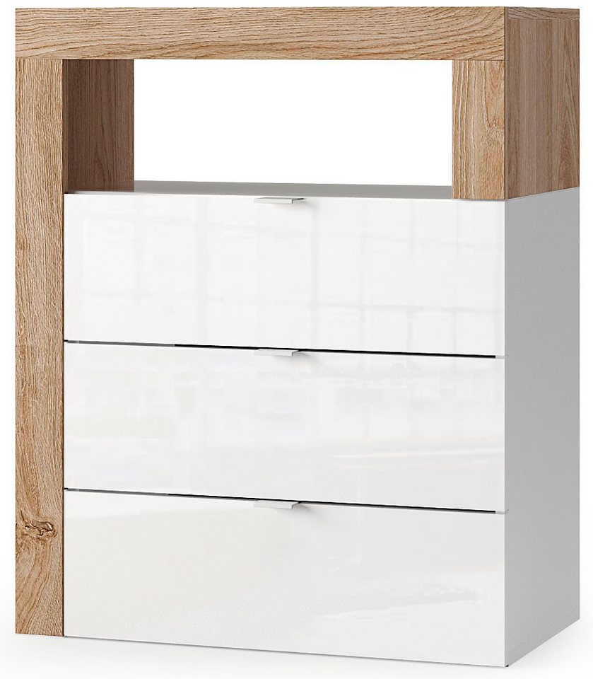 welltime Unterschrank Hamburg Höhe 78 cm, Breite 64 cm, Badkommode mit 3 Schübkästen, Badezimmerschrank, dekorativer Rahmen, offenes Fach, Metallgriffe welltime Unterschrank Hamburg Höhe 78 cm, Breite 64 cm, Badkommode mit 3 Schübkästen, Badezimmerschrank, dekorativer Rahmen, offenes Fach, Metallgriffe von welltime