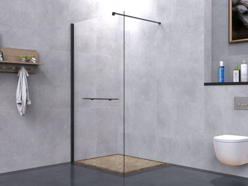 welltime Walk-in-Dusche Plus, Einscheibensicherheitsglas, Duschwand inkl. Ablage mit Handtuchhalter, mit Aluminium-Wandprofil von welltime