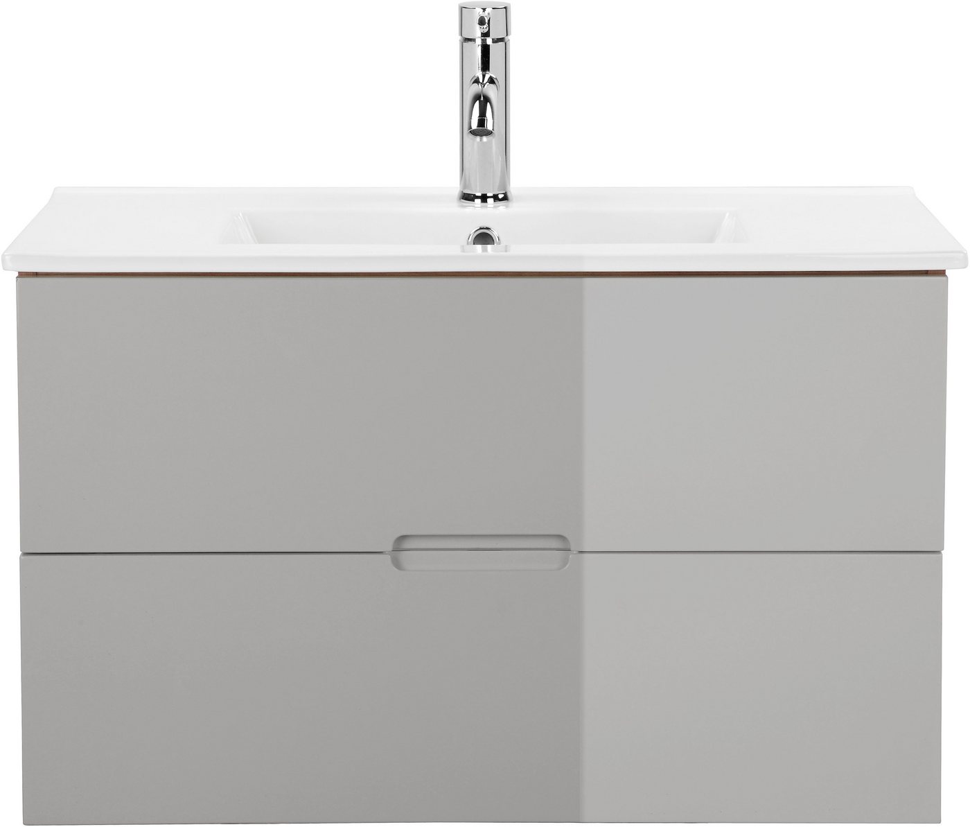welltime Waschtisch Lund Badezimmerschrank Unterschrank mit Becken (Set), Waschplatz mit Waschbecken und 2 Auszügen Breite 80 cm von welltime