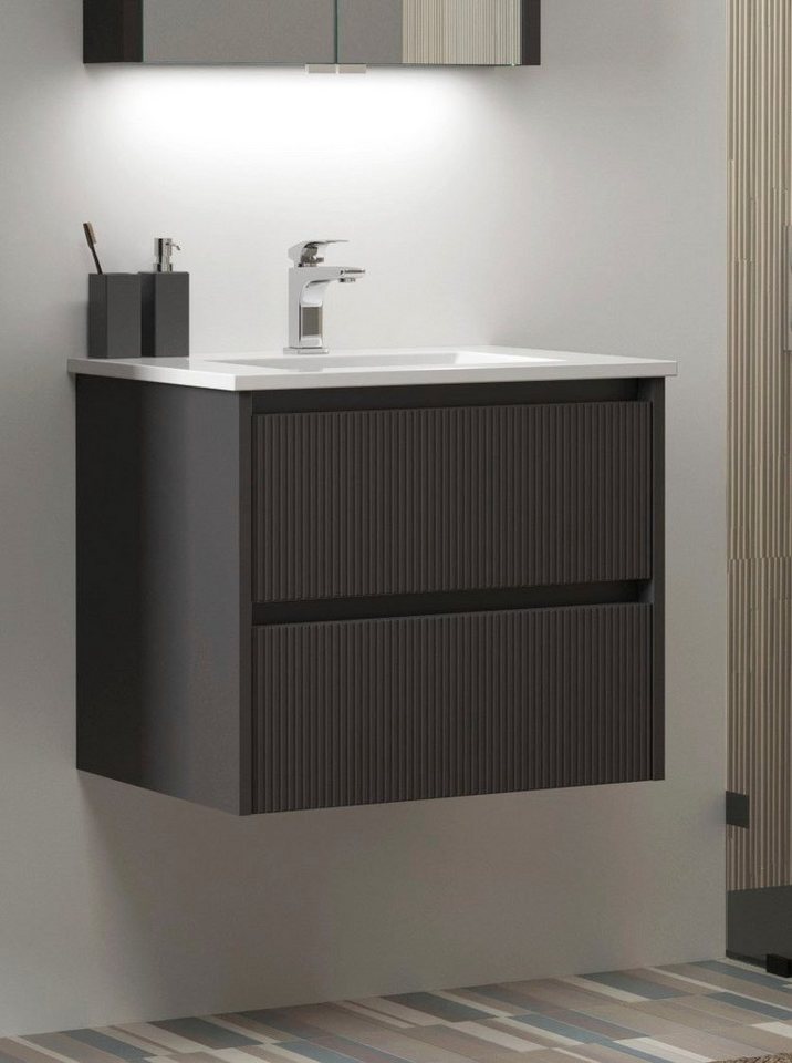 welltime Waschtisch Urban, mit Keramik Waschbecken, 2 Schubladen mit Softclose, Breite 60 cm von welltime