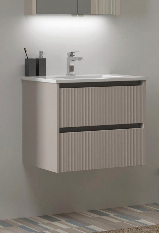 welltime Waschtisch Urban, mit Keramik Waschbecken, 2 Schubladen mit Softclose, Breite 60 cm von welltime