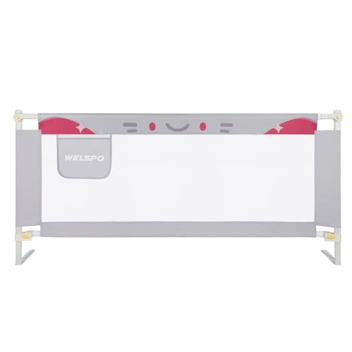 welspo 180 * 68cm Bettgitter Bettschutzgitter für Kinder Kinderbettgitter Klappbares Babybettgitter Bed Rail für Kleinkinder Grau von welspo