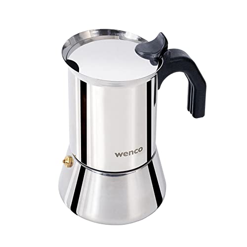Wenco Premium Espressokocher, 4 Tassen, 500 ml, Für alle Herdarten inkl. Induktion, Mokkakanne aus Edelstahl, 11,3 x 16,5 x 18,7 cm, Silber von wenco