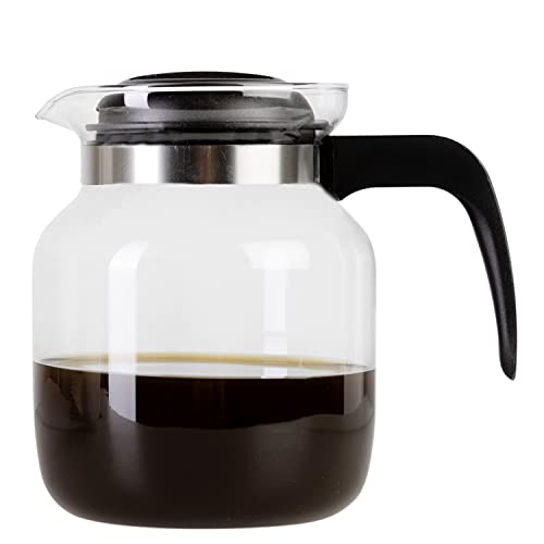 Wenco Premium Glas-Kaffeekanne/Teekanne mit Kunststoff-Deckel, 1,25 l, Transparent, Schwarz (Version 2021) von wenco
