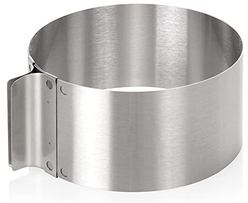 wenco Tortenring verstellbar 16-30 cm, 8 cm hoher Kuchenring aus Edelstahl, Backzubehör für Torten, hitzebeständig bis 180°C, rostfrei, silber, spülmaschinengeeignet von wenco