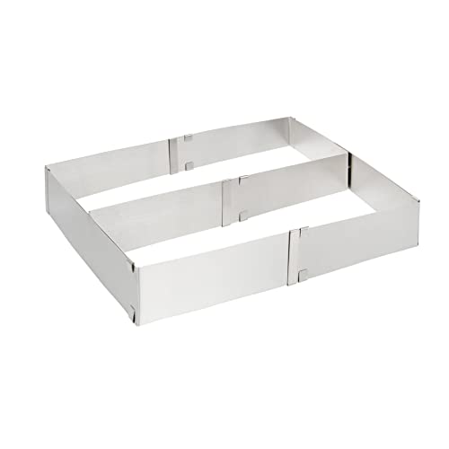 wenco Backrahmen, größenverstellbar aus Edelstahl – flexibler, eckiger Tortenring für Kuchen, Torten, Brot und Pizza – spülmaschinengeeignet, rostfrei, stabil - 28,5 x 18 x 5 cm, Silber von wenco