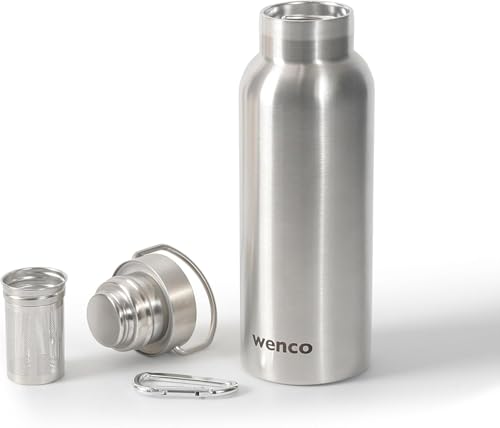 wenco Trinkflasche Edelstahl 0,5l / 500ml isoliert und auslaufsicher für kalte und heiße Getränke auch als Thermoskanne verwendbar – mit Teesieb – BPA frei – silber wenco Trinkflasche Edelstahl 0,5l / 500ml isoliert und auslaufsicher für kalte und heiße Getränke auch als Thermoskanne verwendbar – mit Teesieb – BPA frei – silber von wenco