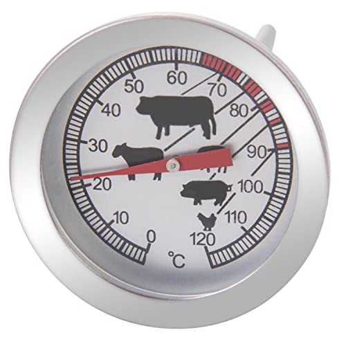 wenco premium Analoges Bratenthermometer, 11 cm, Ideal zur Kontrolle des Fleisches beim Garen im Ofen, Glas/Rostfreier Edelstahl, Silber von wenco