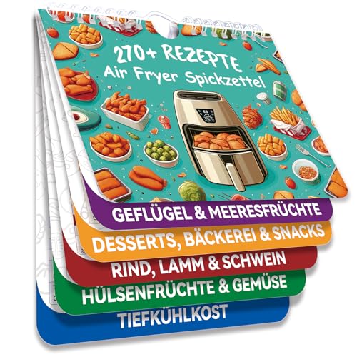 270+ Airfryer Zubehör，Airfryer Spickzettel, Magnetischer Airfryer Spickzettel mit Zeit-Temperatur-Mengenangaben von weneasker
