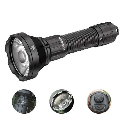 weneasker 964 Meter Taktische Taschenlampe USB C Wiederaufladbare, sofirn SF26 Superhelle LED Taschenlampe mit Doppelte Heckschalter, 964M Lange Wurf Taschenlampe für Camping, Jagd, Outdoor von weneasker