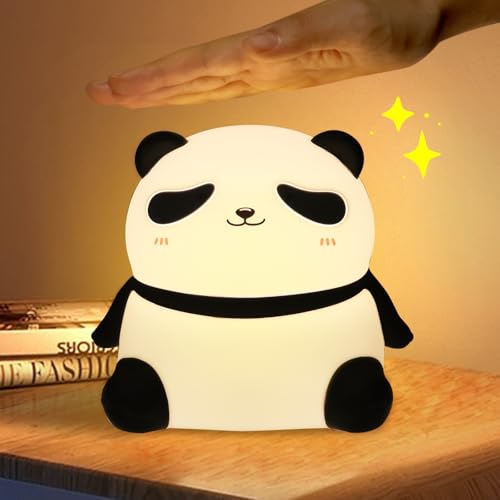 weneasker Panda Nachtlicht Kinder Panda Lampe LED Silikon Nachtlicht Stilllicht mit Dimmbarkeit und Timer, Touch-Steuerung, Tragbar und Wiederaufladbar, Nachttischlampe für Kinderzimmer von weneasker