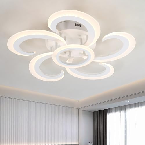 wenppran Deckenleuchte eine LED Dimmbar, Modern Weiß Schlafzimmer Runden Deckenlampen mit Fernbedienung 3000K-6500K Für Wohnzimmer Schlafzimmer Küche Esszimmer Büro Kronleuchter, 62W (White) von wenppran