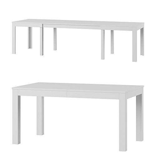 Furniture24 Tisch Küchentisch Esszimmertisch Esstisch WENUS Ausziehbar 160-300 cm (Weiß Matt) von Furniture24