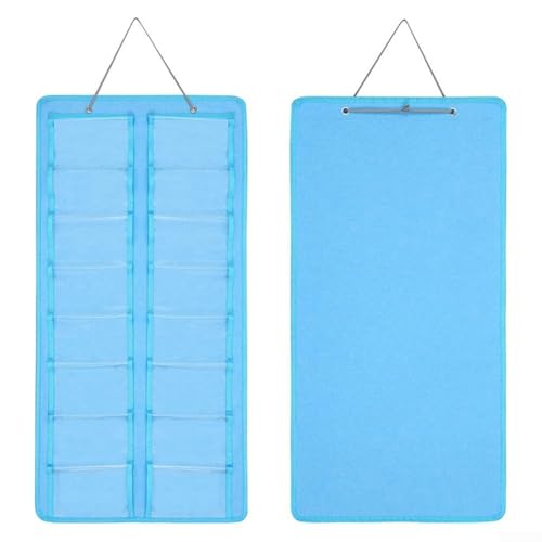16 Fächer Hängende Sonnenbrillen Aufbewahrungstasche aus PVC-Filz, faltbares Design für platzsparende Aufbewahrung, geeignet für Wand- oder Türmontage (tagesblau) von wenyouya