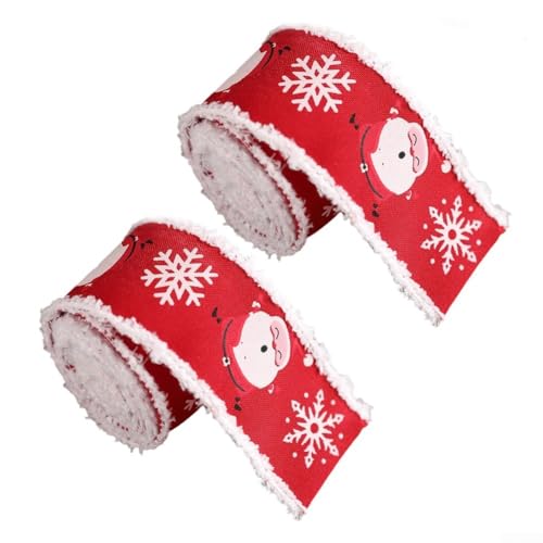 2 Rollen Weihnachts-Samt-Dekoband-Set für Bastelarbeiten, Verpackungen, Scrapbooking und Feiertagsparty-Dekorationen mit flexibler Drahtkante (Weihnachtsmann) von wenyouya