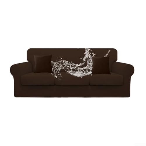 3-Sitzer-Sofabezug mit wasserdichten und dehnbaren Eigenschaften, komplettes Set mit Sofabezug, drei Sitzbezügen und zwei Überwurfbezügen für Möbel und Stil (Deep Curry) von wenyouya
