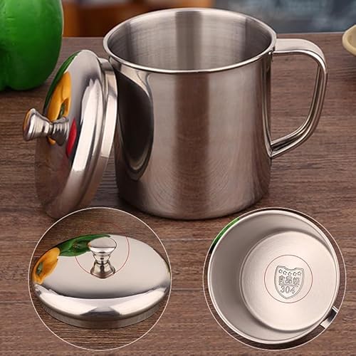 304 Edelstahlbecher, perfekt für Kaffee, Tee und Milch beim Camping oder Reisen (7 cm (10 cm (600 ml)) von wenyouya