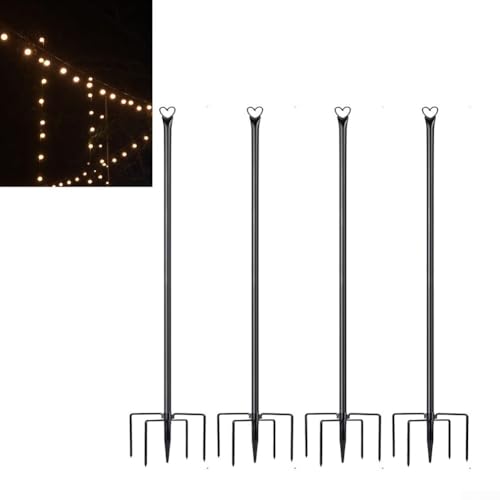 4 x 3 m rostfreie Metall-Lichterkette mit Gewindeabschnitten für Werkzeugmontage und stabile Rasenverankerung bei Gartenveranstaltungen von wenyouya