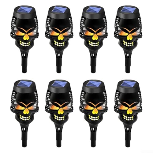 8 Stück Solar Totenkopf Taschenlampe Lichter Wasserdicht Halloween Outdoor Dekor mit gruseligem LED Flammeneffekt für Garten Weg und Party 8 Stück Solar Totenkopf Taschenlampe Lichter Wasserdicht Halloween Outdoor Dekor mit gruseligem LED Flammeneffekt für Garten Weg und Party von wenyouya