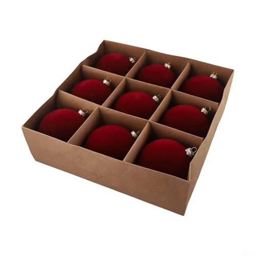 9-teiliges Weihnachtskugel-Set aus weichem Samt, perfekte Größe zum Dekorieren von Bäumen und für Feiertage (weinrot) von wenyouya