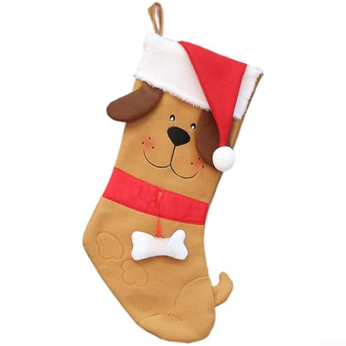 Cartoon Designed Dog Bone Christmas Stocking, Functional Candy and Small Present Holder, Suitable for Hanging on Christmas Tree (QD20308A - Yellow) von wenyouya