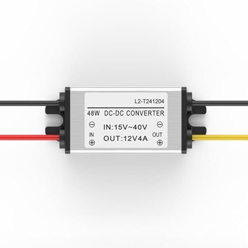 DC DC Spannungswandler 24 V auf 12 V mit Aluminiumgehäuse, 1 A auf 5 A Ausgang, bietet zuverlässige Stromversorgung für Drucker, Audiosysteme und LED-Beleuchtung (4 A) von wenyouya
