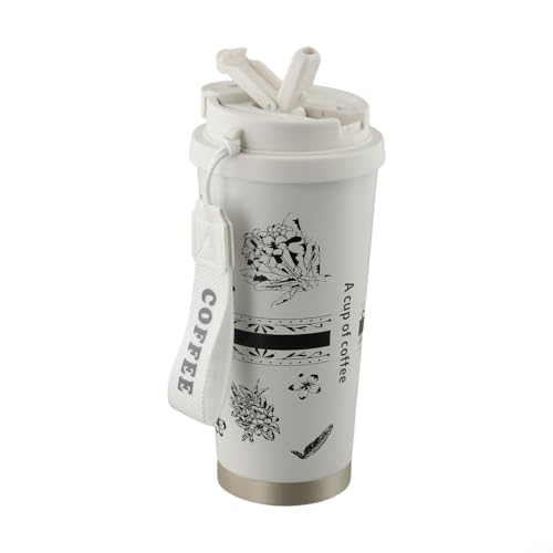 Dieser funktionale, isolierte Reisebecher aus Edelstahl fasst bis zu 530 ml Ihres Lieblingsgetränks sicher (beige) von wenyouya