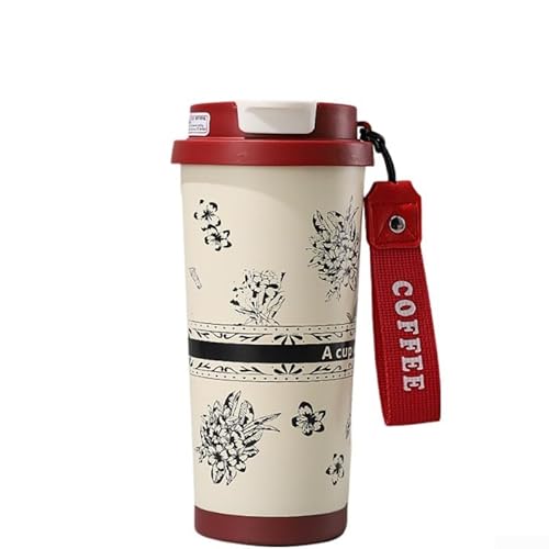 Dieser funktionale, isolierte Reisebecher aus Edelstahl fasst bis zu 530 ml Ihres Lieblingsgetränks sicher (rot) von wenyouya