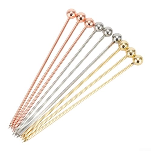 Dieses elegante 9er-Pack Cocktailspieße aus Edelstahl ist perfekt zum Servieren von Obst und Snacks (runder Kopf) von wenyouya