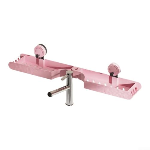 Effizientes Badezimmer-Regal mit Saugnäpfen und Drainage-Design, um Platz zu maximieren und Gegenstände trocken zu halten (Rosa) von wenyouya
