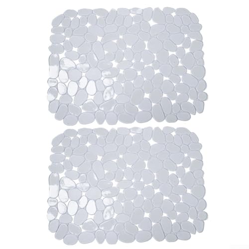 Effortless Style 2er-Pack rutschfeste Küchenspüle Matten mit einer einzigartigen Kieselstruktur und flexiblem PVC-Material (transparent) von wenyouya