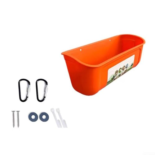 Einfache Installation Hängender Hühnerfuttertrog für Geflügel mit geräumigem Design für mehrere Tiere (Orange) von wenyouya