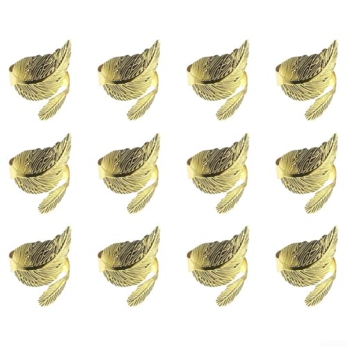 Elegant Hosting Essentials Set mit 12 handgefertigten Metall-Serviettenringen zur Verschönerung Ihrer Tischdekoration (Gold) von wenyouya