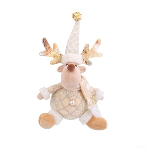 Festliche Hängedekoration mit Weihnachtsmann, Schneemann und Elch-Puppen, entworfen für Weihnachtsbaum und Fenster, um die Urlaubsatmosphäre zu verbessern (Hirschmodell) von wenyouya