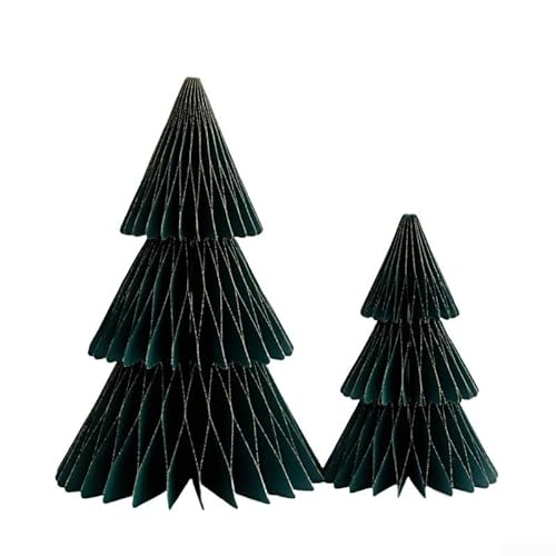 Festliches Weihnachtsdekorationsset für Zuhause und Schreibtisch, mit Papierornamenten, die die Urlaubsatmosphäre verbessern (grün) von wenyouya