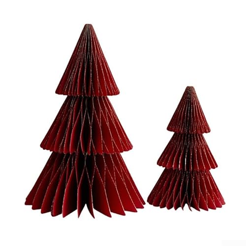 Festliches Weihnachtsdekorationsset für Zuhause und Schreibtisch, mit Papierornamenten, die die Urlaubsatmosphäre verbessern (rot) von wenyouya