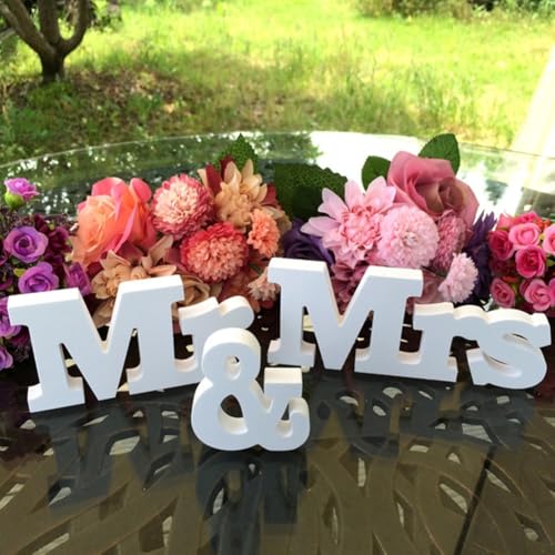 Für Mr & Mrs Hochzeit PVC Buchstaben Dekoratives freistehendes Schild für Zimmer und Desktop Verwendung Hochzeitstag Requisite von wenyouya