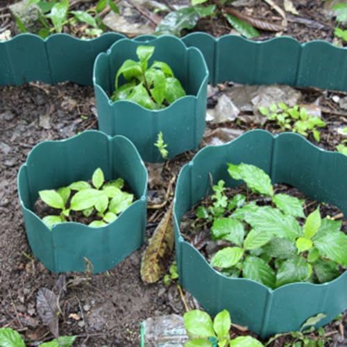 Gartenzaun-Gangdekoration, 20 Kunststoffabschnitte mit Erdspießen für einfachen Aufbau (grün) von wenyouya
