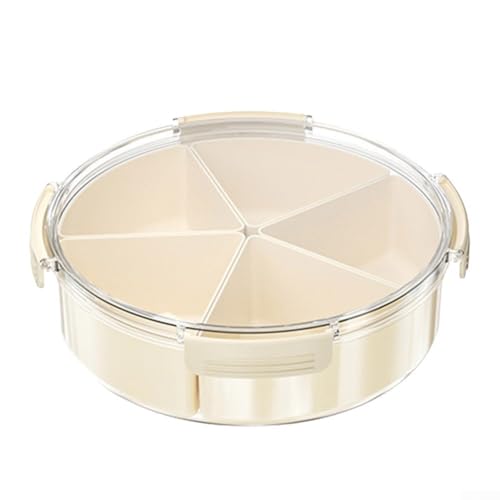 Geteiltes Serviertablett mit Fächern, Snackbox zum Organisieren von Süßigkeiten, Nüssen, Keksen und Obst für Versammlungen und Partys (weiß - rund) von wenyouya