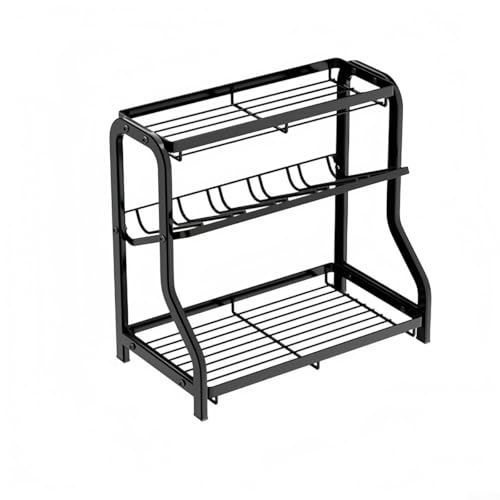 Gewürzregal mit 3 Ebenen für die Küche, mit schrägen Ablagen für einfachen Zugang und organisierte Gewürzaufbewahrung, Metallkonstruktion (schwarz) von wenyouya