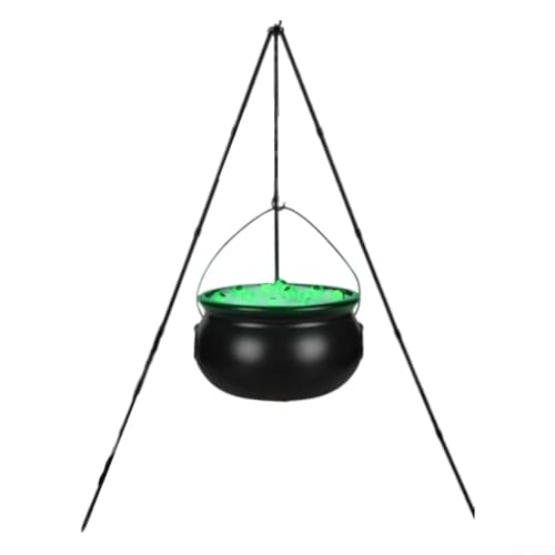 Halloween-Hexenkessel für den Außenbereich, mit grünen Augäpfeln und starkem Eisenrohr-Stativ für Rasen, Garten und Veranda, 32 cm von wenyouya