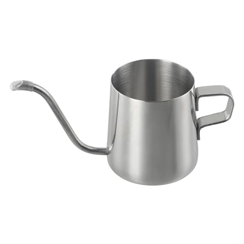 Hand-Tropf-Kaffeekessel mit langem Schwanenhals-Auslauf, 304 Edelstahl-Konstruktion für gleichmäßiges Brühen und komfortablen Griff (silberfarben, 250 ml) von wenyouya