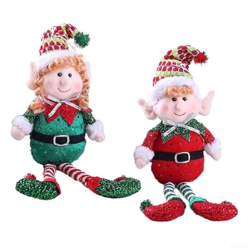 Langbeinige Puppen, 2-teiliges Set für festliche Ausstellung, sitzende Plüschfiguren, entworfen, um Urlaubsstimmung auf Schreibtisch und Regale zu bringen von wenyouya