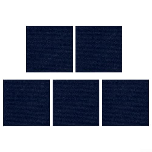 Leicht zu reinigende rutschfeste Polyester-Teppichfliesen in der praktischen Größe von 30 x 30 cm, 5er Set (dunkelblau) von wenyouya