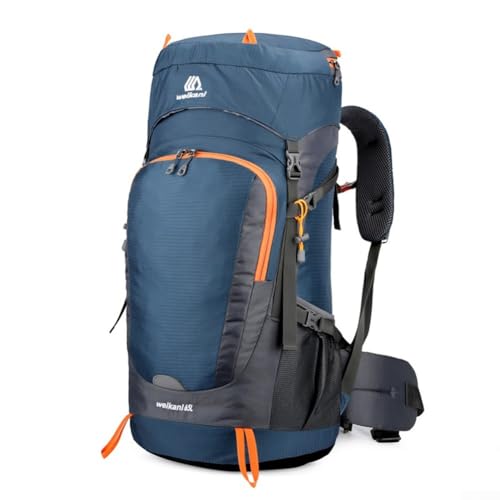 Multifunktionaler 65-Liter-Rucksack für Trekking und Camping, mit wasserabweisendem Material und atmungsaktivem Design (dunkelblau) von wenyouya