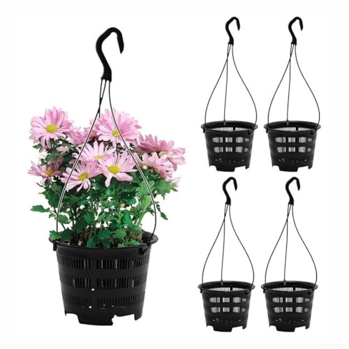 Orchideentöpfe zum Aufhängen, 5er-Set, Kunststoff, atmungsaktiv, Netz, Pflanzgefäße mit Haken, für Innen- und Außenbereich, Balkon, Terrasse, Zimmerpflanzen, schwarz Orchideentöpfe zum Aufhängen, 5er-Set, Kunststoff, atmungsaktiv, Netz, Pflanzgefäße mit Haken, für Innen- und Außenbereich, Balkon, Terrasse, Zimmerpflanzen, schwarz von wenyouya