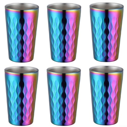 Outdoor Friendly Set mit 6 stapelbaren Trinkbechern mit doppelwandiger Isolierung aus Edelstahl (bunt) von wenyouya
