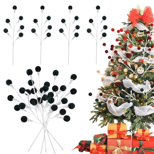 Packung mit 5 Samt-Weihnachtsbaum-Plektren aus leichtem Schaumstoff und Biber, für Kränze, Bäume und verschiedene Feiern (in tintengrün)) von wenyouya